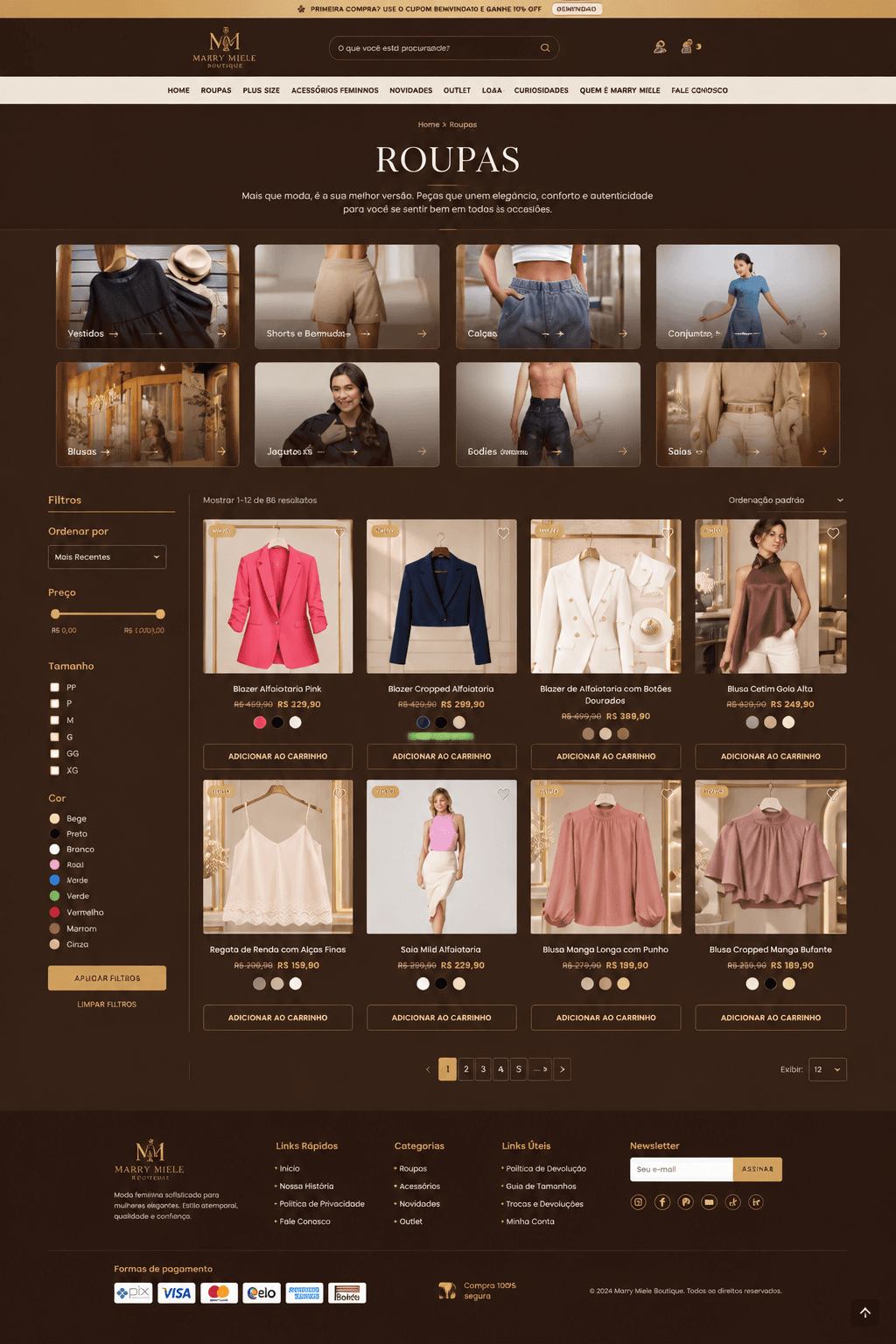 Marry Miele Boutique store/catalog page