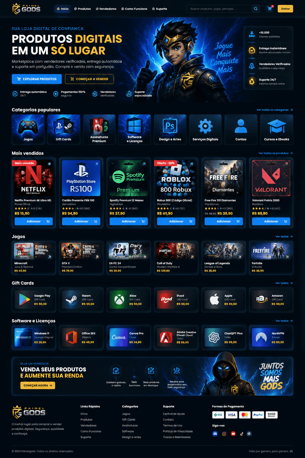 Painel Gods Marketplace